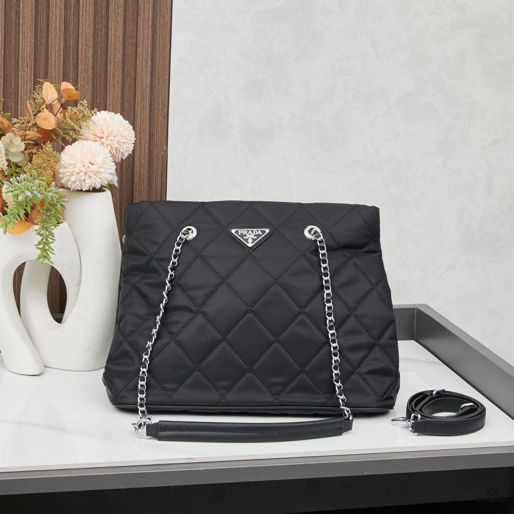 Prada Vintage Zipper Style Chain Quilted Crossbody Bag