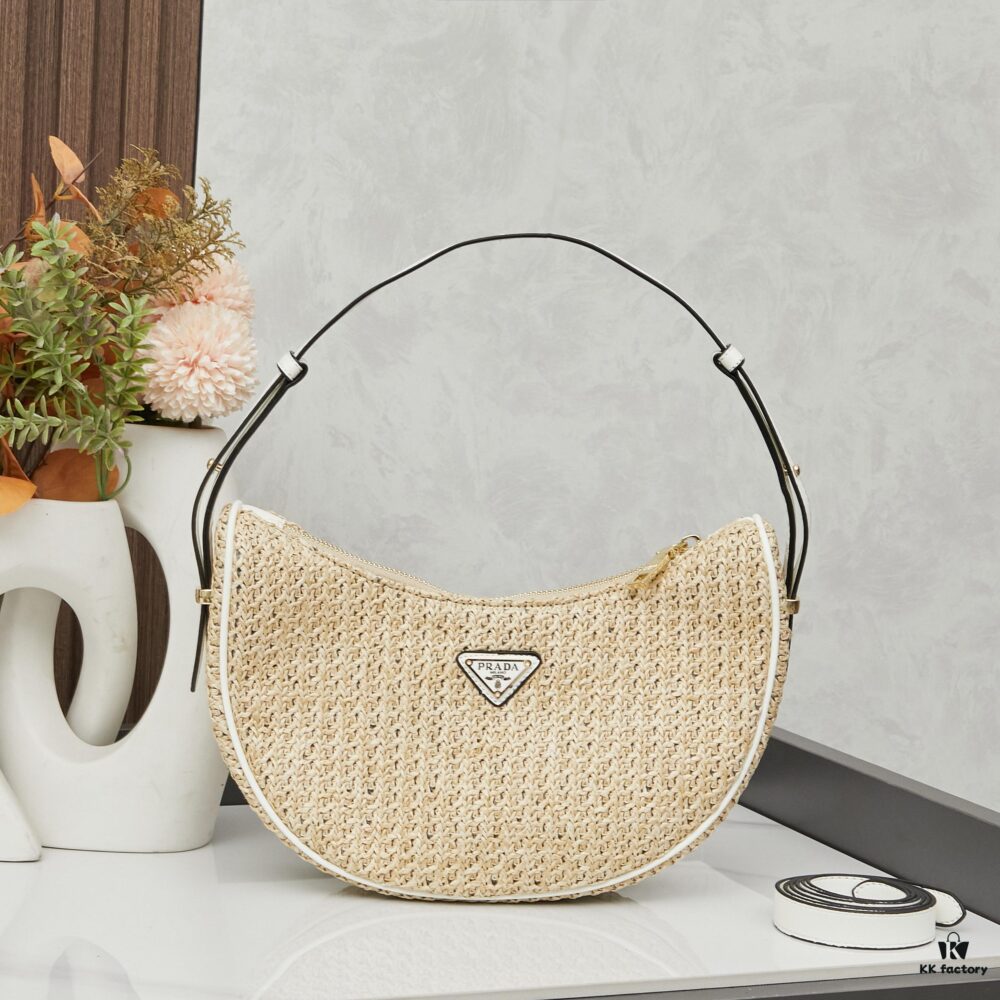 Prada Woven Straw Hobo Bag with Box