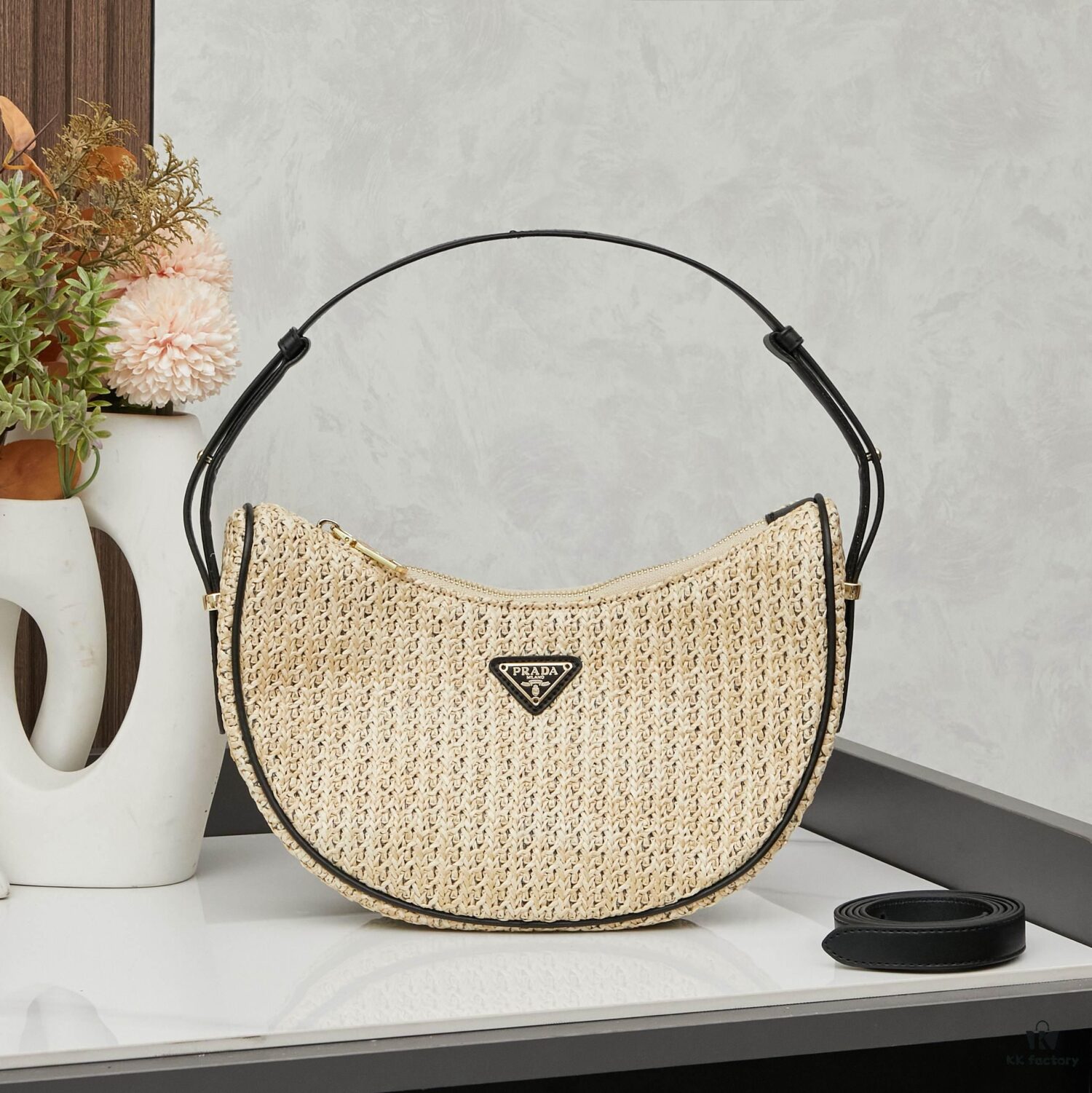 Prada Woven Hobo Bag with Box