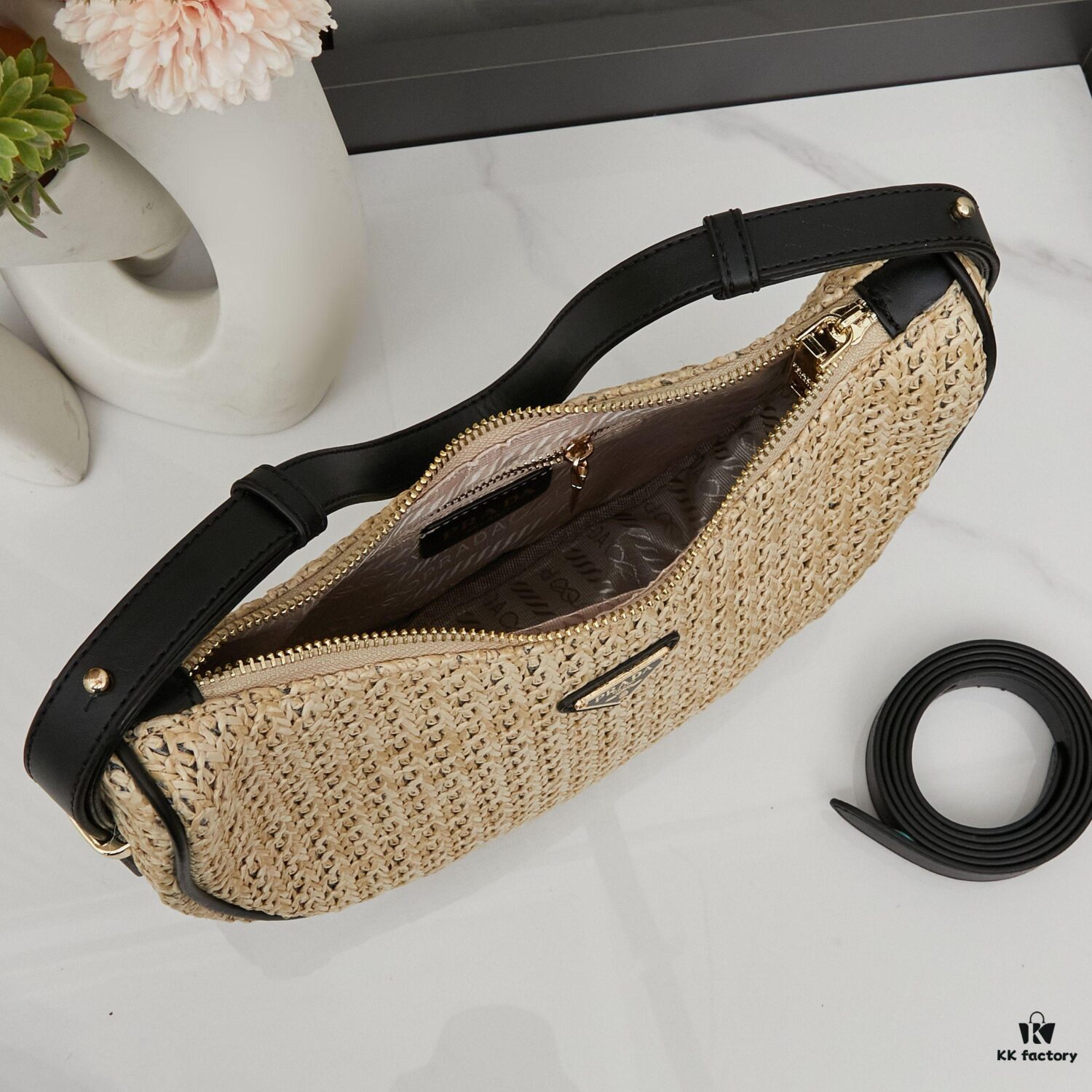 Prada Woven Hobo Bag with Box