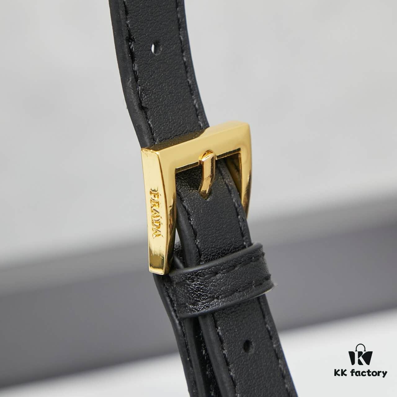 With Box, PRADA 2024 Fall/Winter Black Padlock Shoulder Bag