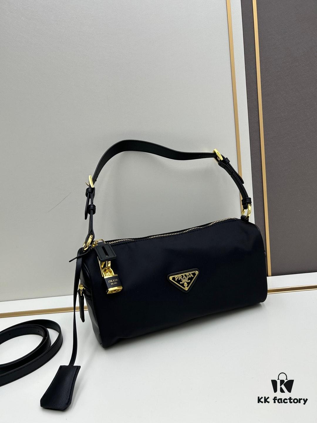With Box, PRADA Prada 2024 Fall/Winter Black Padlock Shoulder Bag