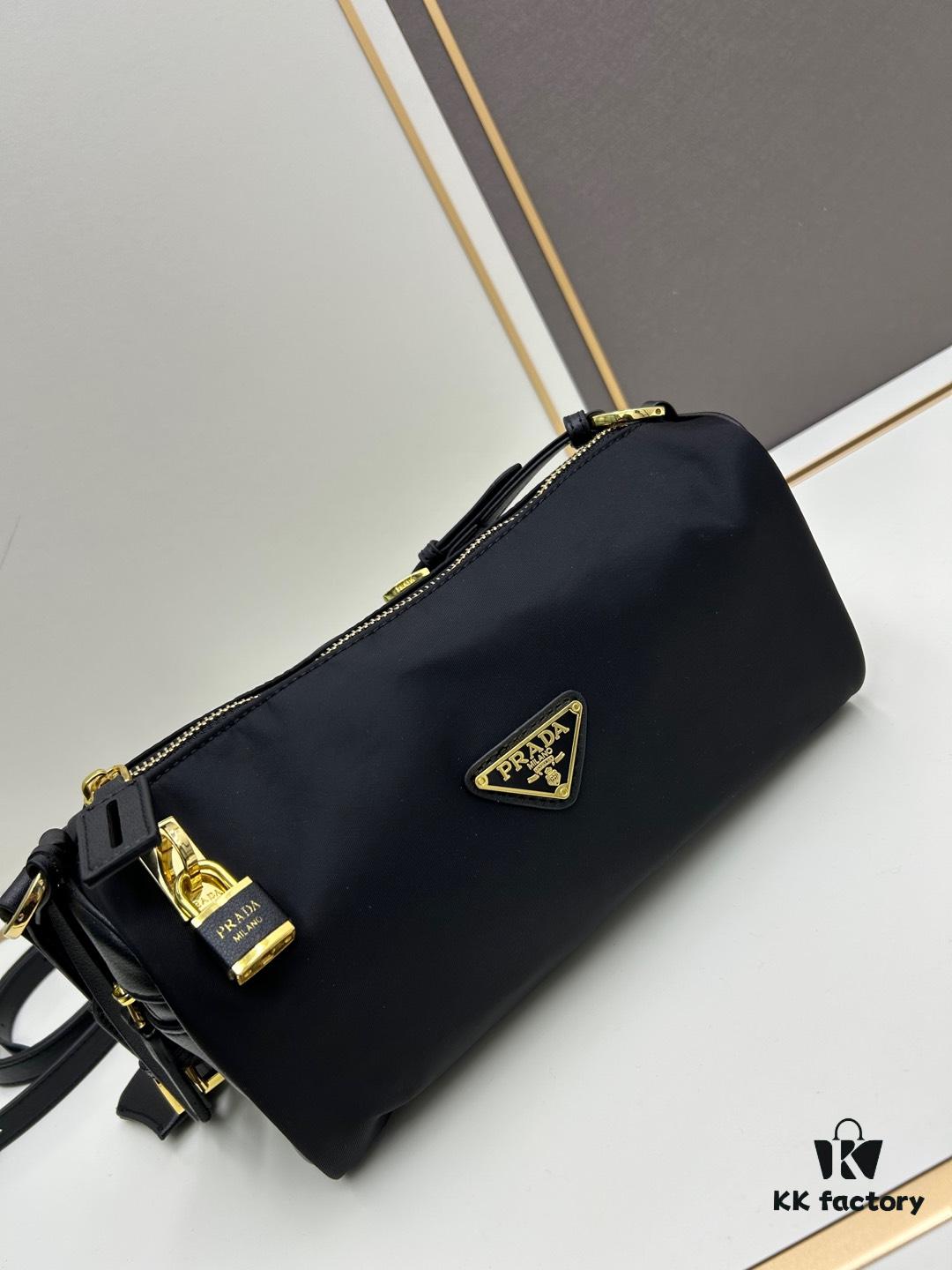 With Box, PRADA Prada 2024 Fall/Winter Black Padlock Shoulder Bag