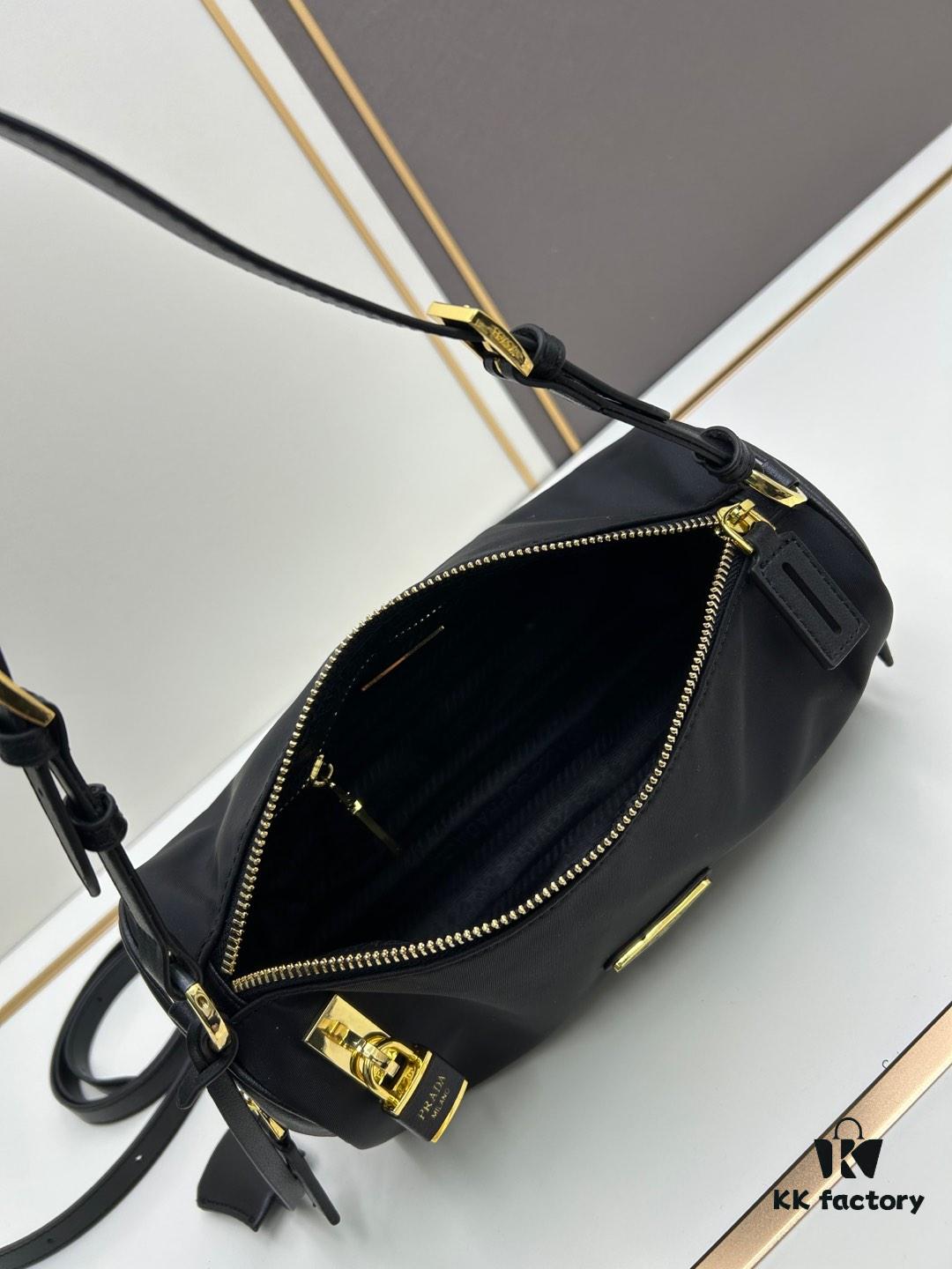 With Box, PRADA Prada 2024 Fall/Winter Black Padlock Shoulder Bag