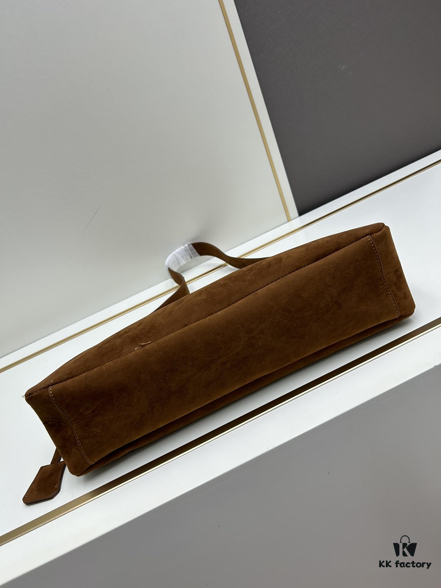 Prada Suede Underarm New Bag | Prada Aimee Bag 2024 Fall/Winter Collection Model 2460 with Box, Size 37x24x9