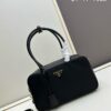 Prada 2024 Fall/Winter Black Re-Nylon Lock Embellished Shoulder Bag