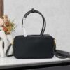 Prada 2024 Fall/Winter Black Re-Nylon and Leather Lock Detail Shoulder Bag
