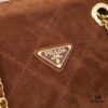 Prada Brown Suede Chain Shoulder Bag with Box - Daily Vintage