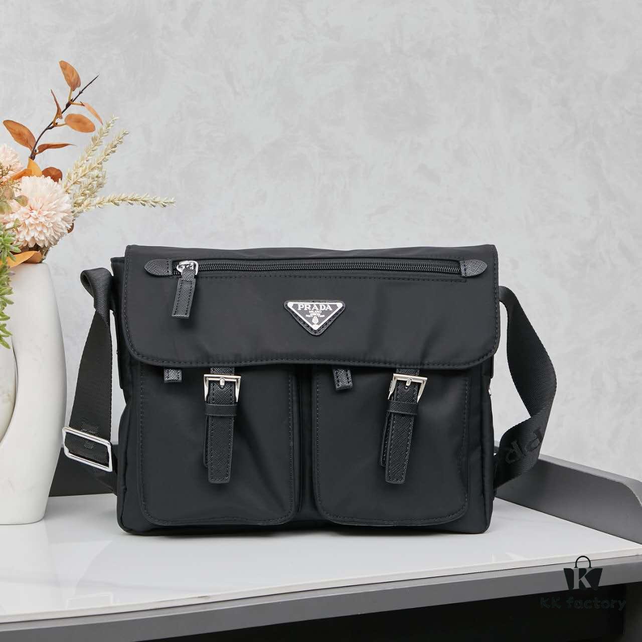 Prada Nylon Parachute Large Messenger Bag with Box