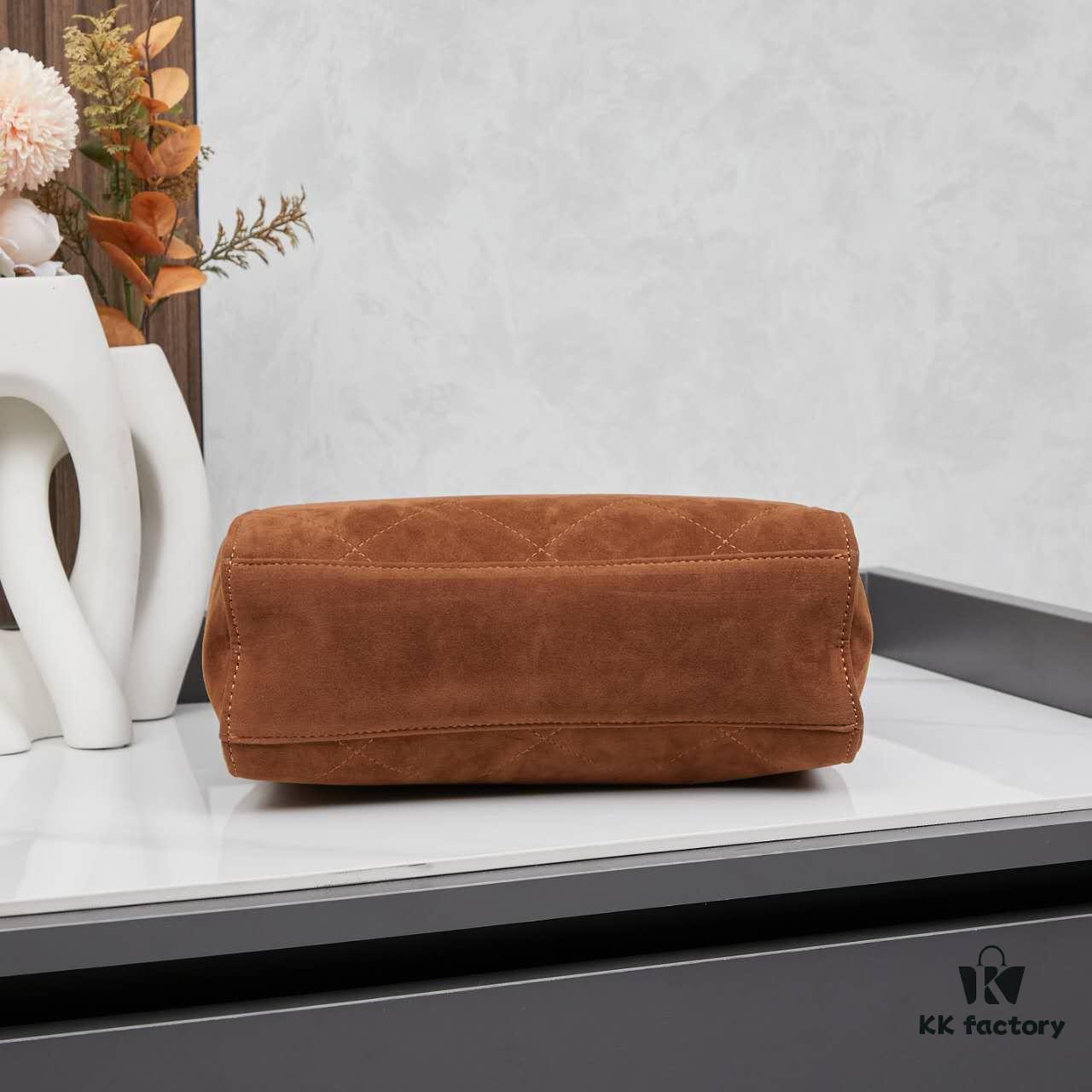 Prada Brown Suede Chain Shoulder Bag with Box - Daily Vintage