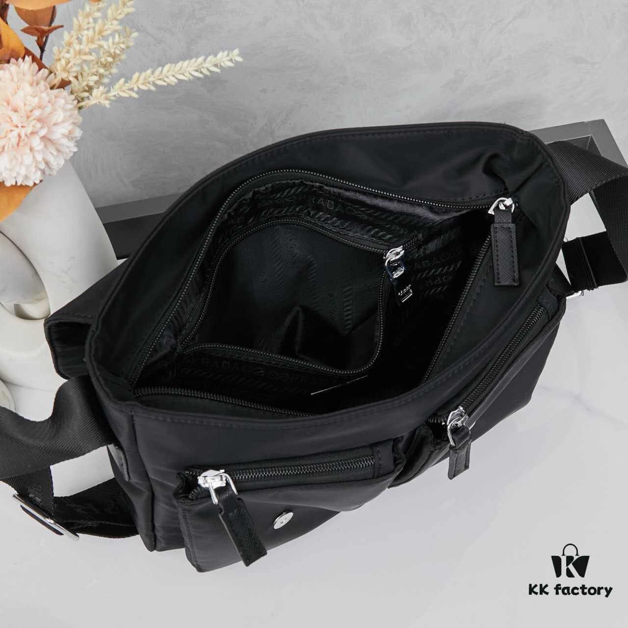 Prada Nylon Parachute Large Messenger Bag with Box