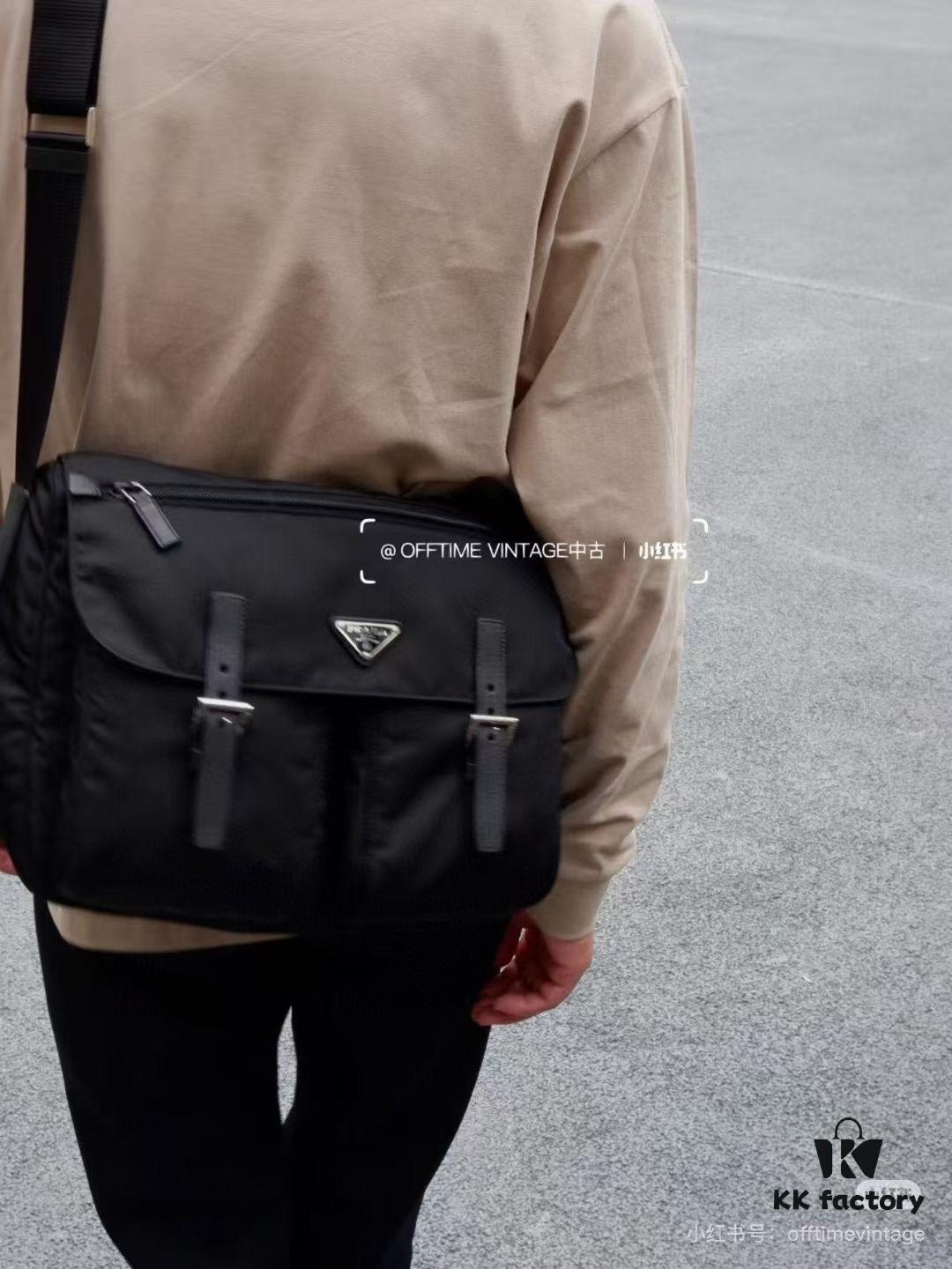 Prada Nylon Parachute Large Messenger Bag with Box