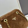 Prada Brown Suede Chain Shoulder Bag with Box - Daily Vintage