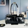 PRADA New Arrival Vintage Style Black Waxed Leather Handbag - Top Grain Leather, Size 32x15x11, Model No. 426
