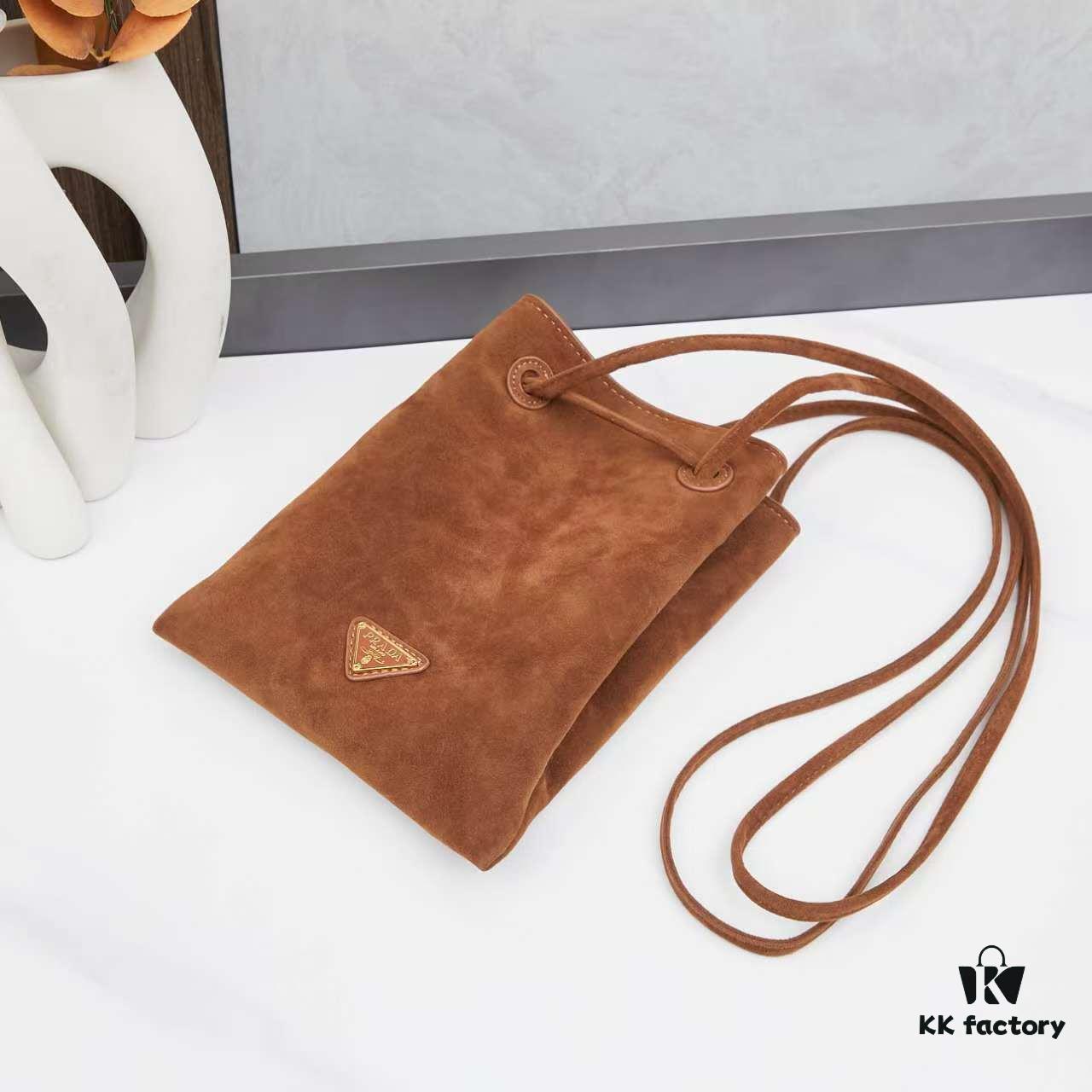 Prada Mini Crossbody Bag in Suede with Box