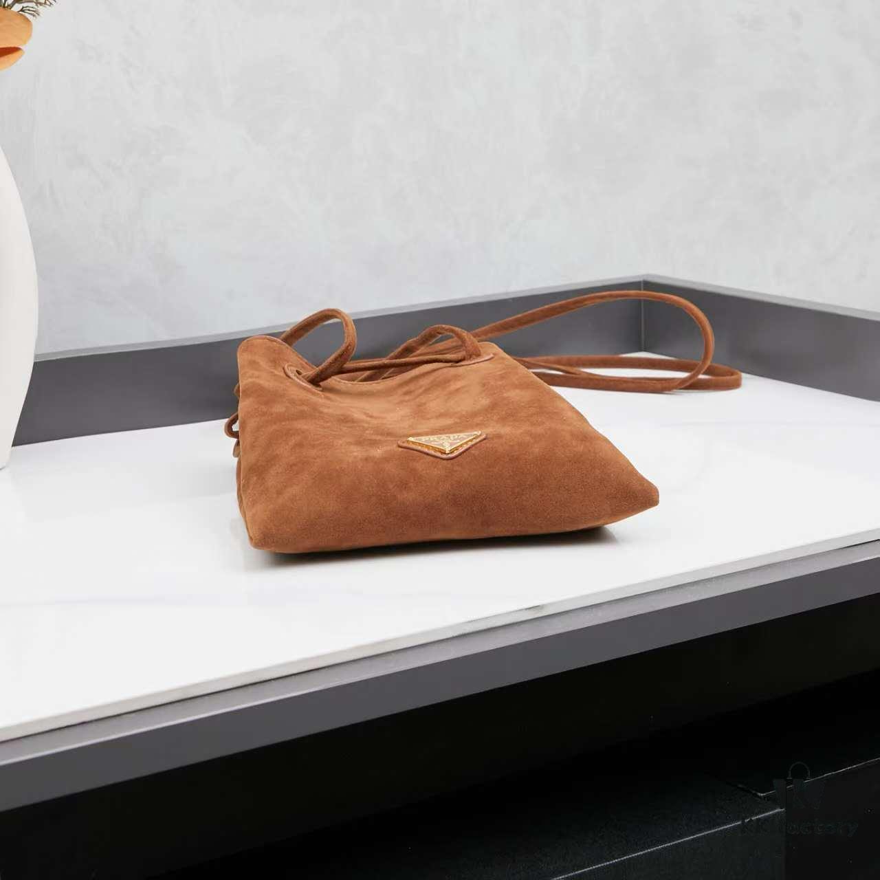 Prada Mini Crossbody Bag in Suede with Box