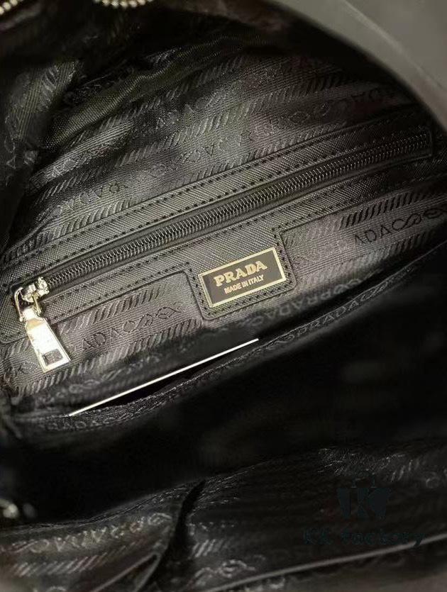 Prada Men's Black Parachute Nylon Backpack, Stylish Design with Inverted Triangle Logo, Lightweight, Spacious and Waterproof
