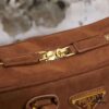 Vintage Prada Suede Bag with Box and Long Handle, Retro Merlot Style