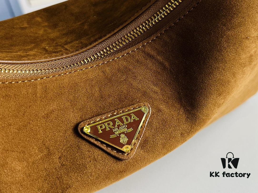 Prada Suede Underarm New Bag | Prada Aimee Bag 2024 Fall/Winter Collection Model No. 2460 with Box, Size 37x24x9