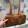 Vintage Prada Suede Bag with Box and Long Handle, Retro Merlot Style