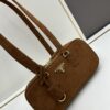 Vintage Prada Suede Bag with Box and Long Handle, Retro Merlot Style