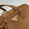 Vintage Prada Suede Bag with Box and Long Handle, Retro Merlot Style
