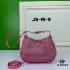 Box Included, Original Order, Factory Custom Leather ♥️ PRADA Launches New 2022 Spring/Summer Crystal Hobo Handbag, Crafted from Premium Calfskin, Fresh Interpretation by Du Juan, Wen Qi, and Deng Enxi, Lightweight and Stylish, Must-Have for Fashion Enthusiasts
