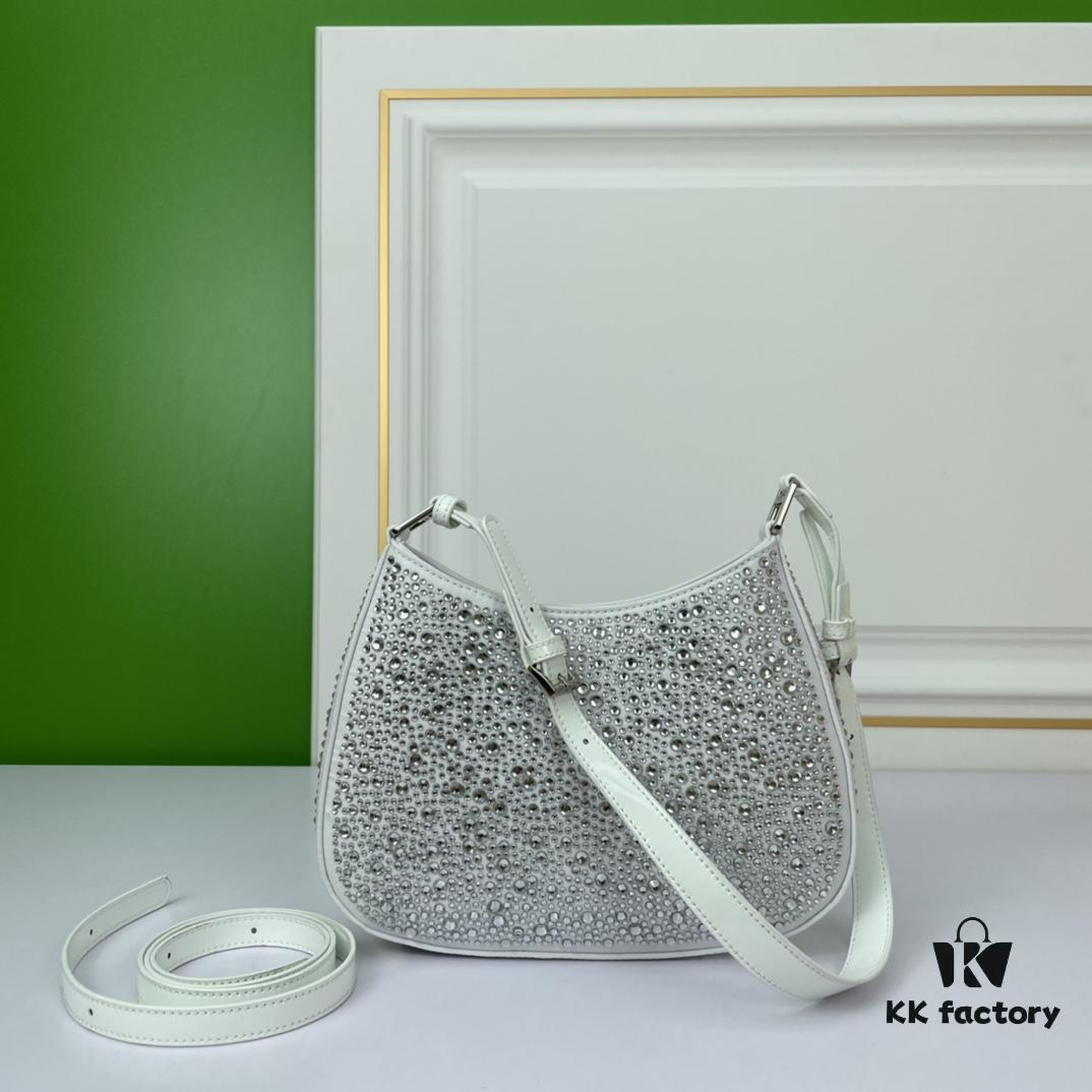 Original Order, Custom Leather Material, PRADA Launches New 2022 Spring/Summer Collection Crystal Hobo Handbag