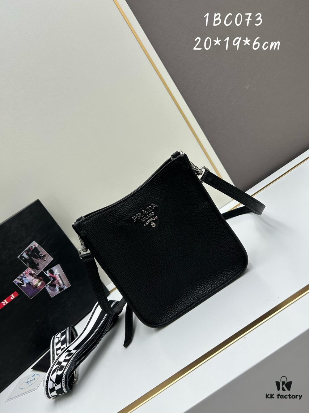 High-Quality PRADA Shoulder Crossbody Bag - Imported Full-Grain Coarse Crispy Calf Leather, Detachable Adjustable Straps, Metal Logo, Magnetic Closure