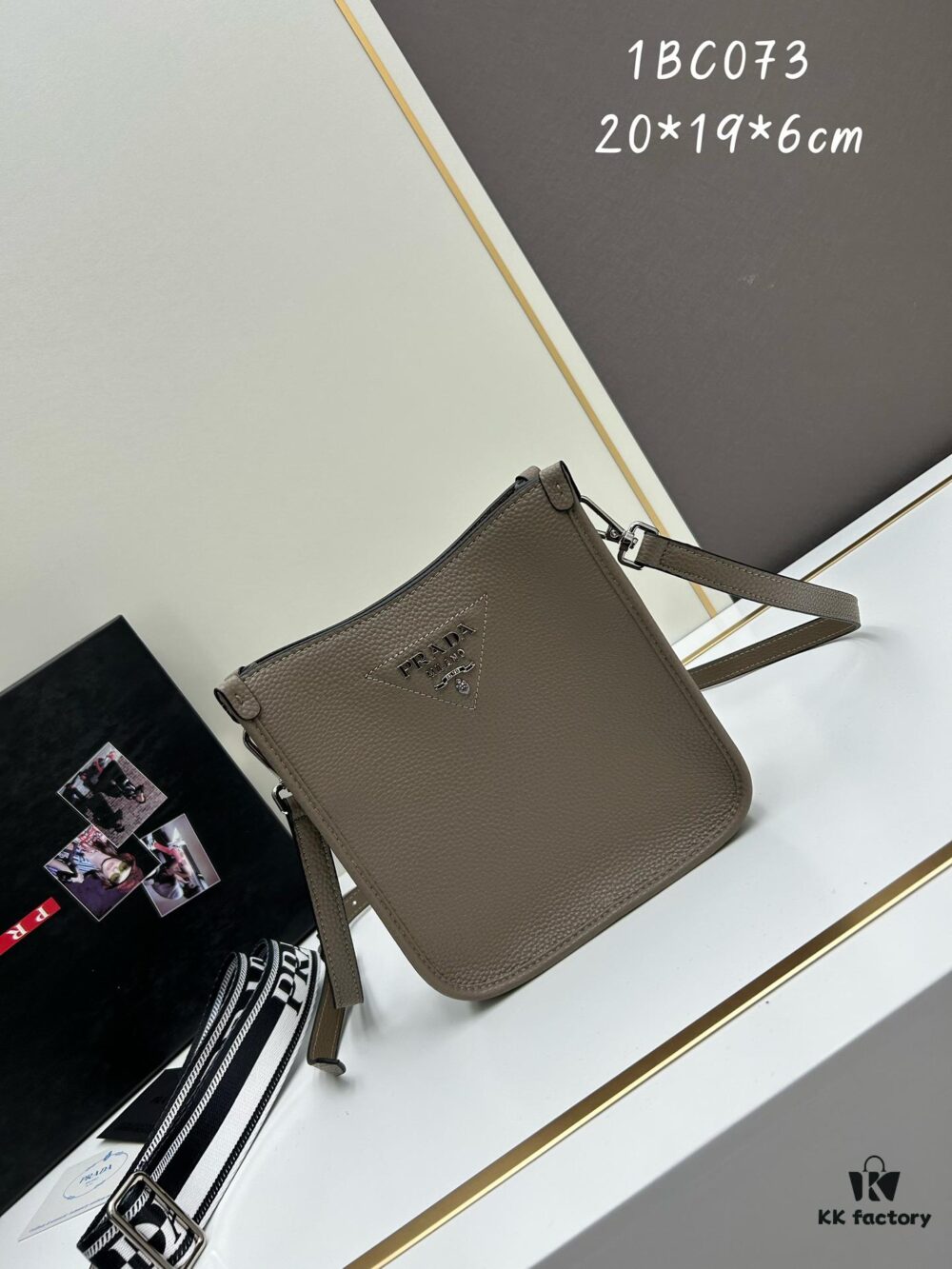 High-Quality PRADA Shoulder Crossbody Bag with Dual Straps (Leather Strap + Lettered Fabric Strap)