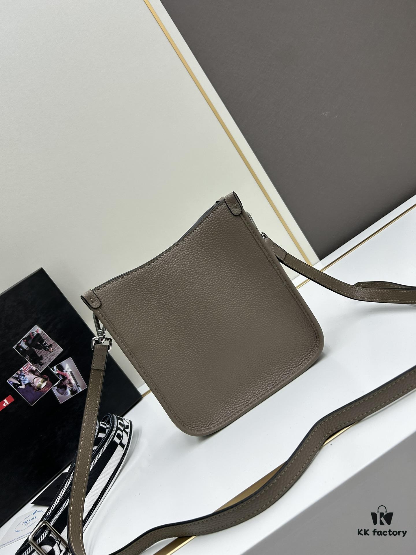 High-Quality PRADA Shoulder Crossbody Bag with Dual Straps (Leather Strap + Lettered Fabric Strap)