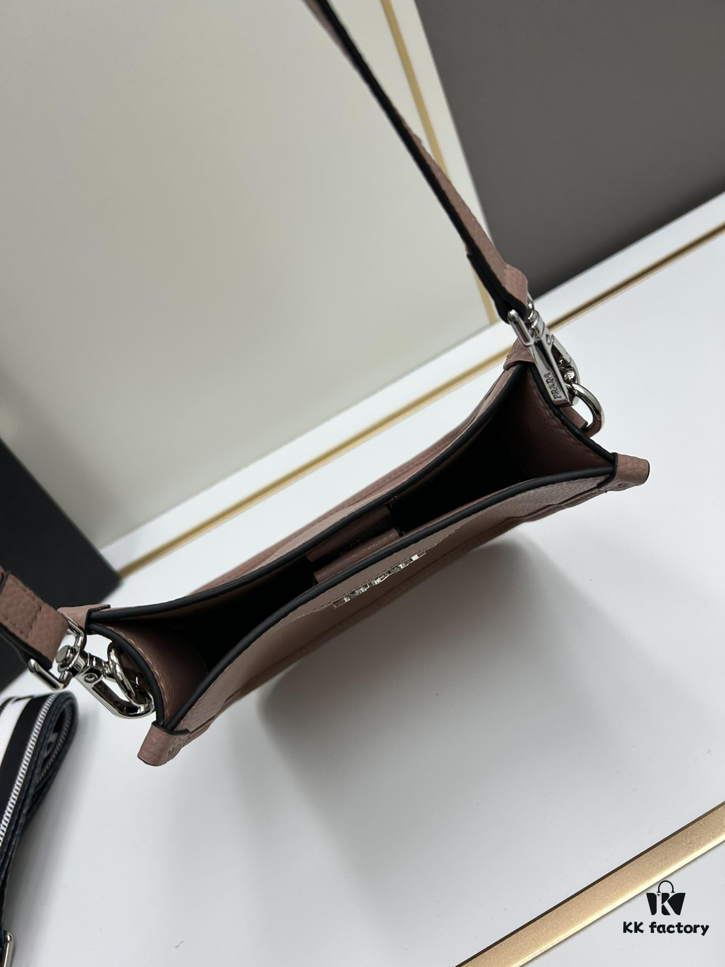 High-Quality PRADA Shoulder Crossbody Bag - Imported Full-Grain Leather, Mini Style with Detachable Double Straps