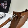 High-Quality PRADA Shoulder Crossbody Bag - Imported Full-Grain Coarse Crispy Calf Leather, Detachable Dual Straps (Leather Strap + Lettered Fabric Strap), Metal Logo, Magnetic Closure