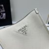 High-Quality PRADA Shoulder Crossbody Bag - Imported Full-Grain Coarse Lychee Texture Leather, Detachable Dual Straps (Leather Strap & Lettered Fabric Strap), Metal Logo, Magnetic Closure