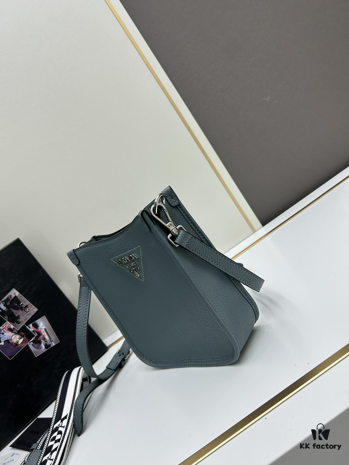 High-Quality PRADA Shoulder Crossbody Bag with Dual Straps - Genuine Full-Grain Crocodile Grain Leather, Metal Logo, Removable Adjustable Shoulder Straps