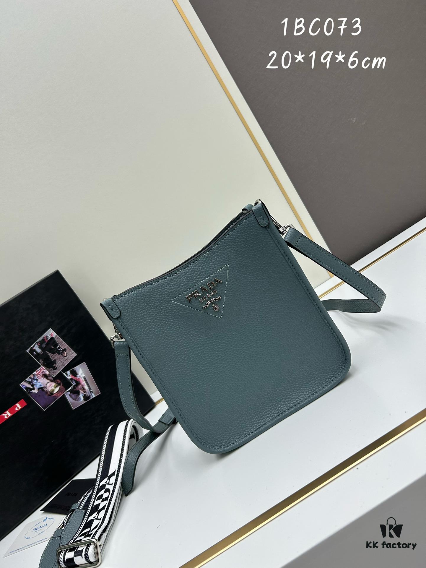 High-Quality PRADA Shoulder Crossbody Bag with Dual Straps - Genuine Full-Grain Crocodile Grain Leather, Metal Logo, Removable Adjustable Shoulder Straps