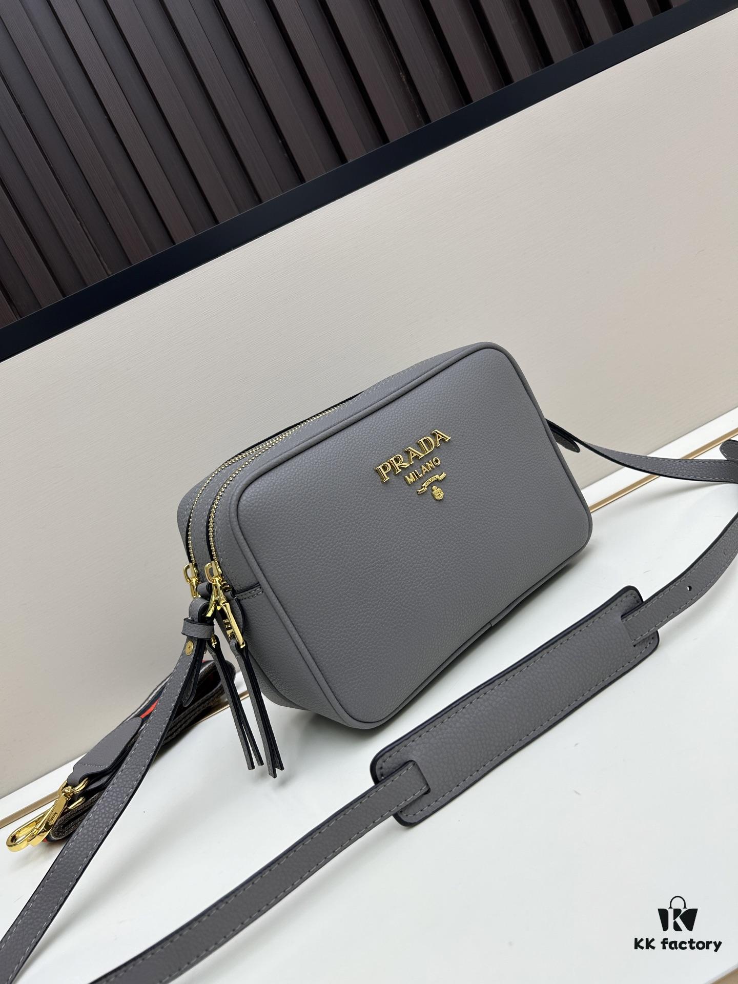 PRADA Dual-Strap Camera Bag in Imported Full-Grain Coarse Crisped Calfskin