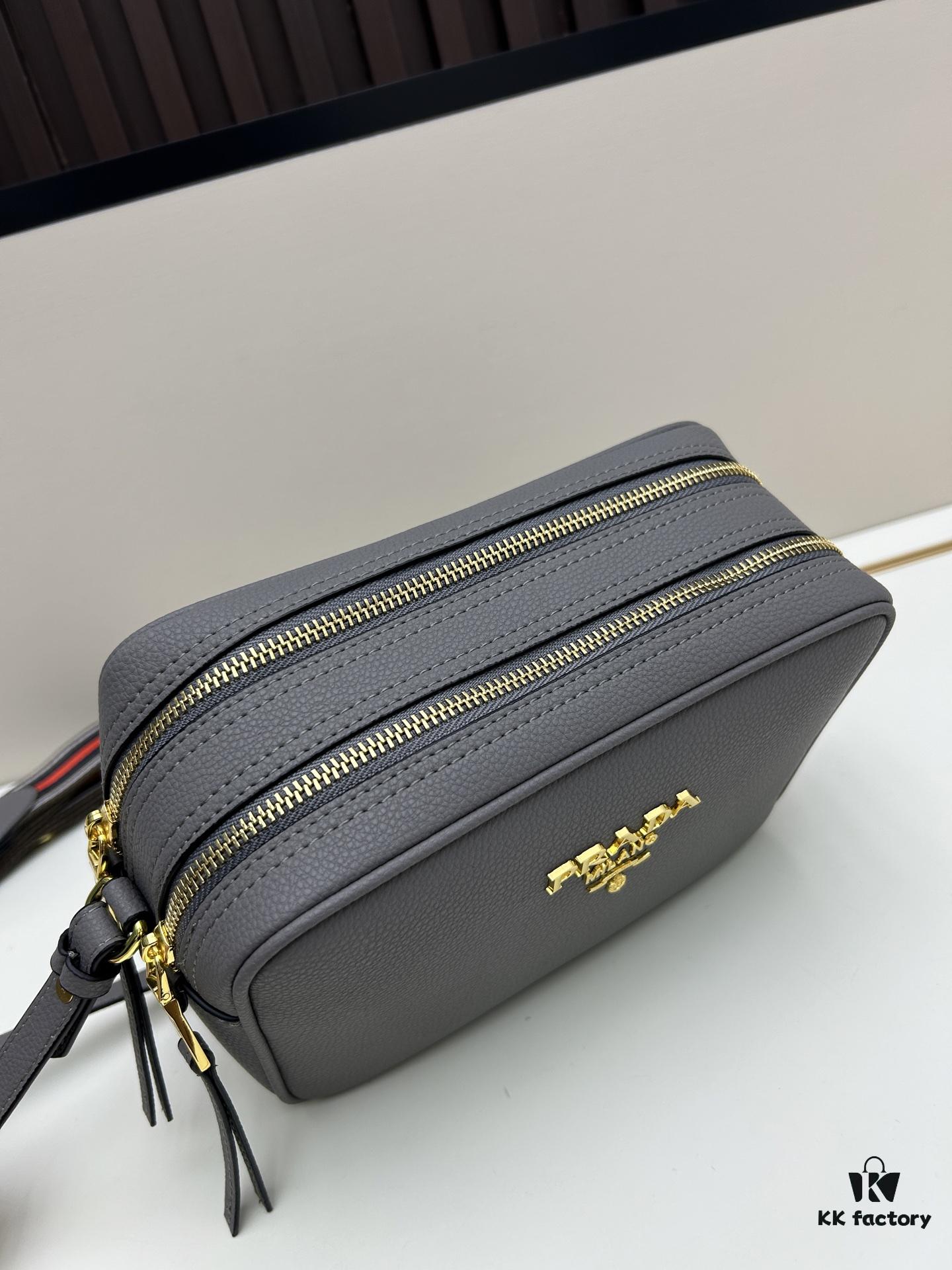 PRADA Dual-Strap Camera Bag in Imported Full-Grain Coarse Crisped Calfskin
