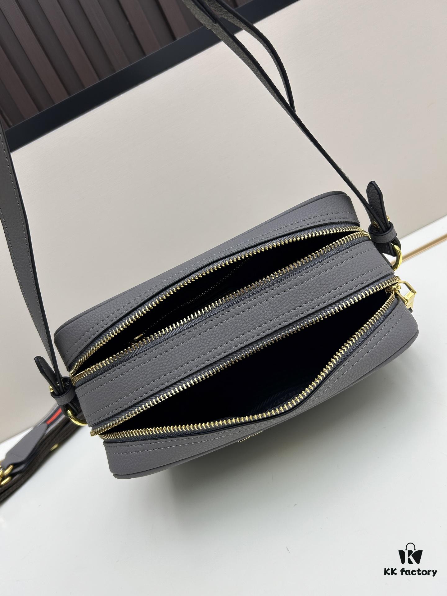 PRADA Dual-Strap Camera Bag in Imported Full-Grain Coarse Crisped Calfskin