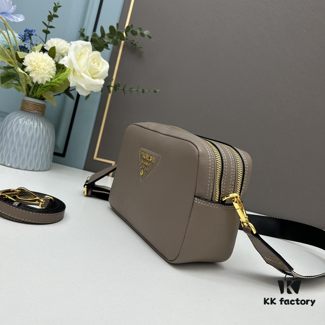 PRADA Double-Strap Camera Bag in Imported Full-Grain Coarse Crocodile Texture Leather