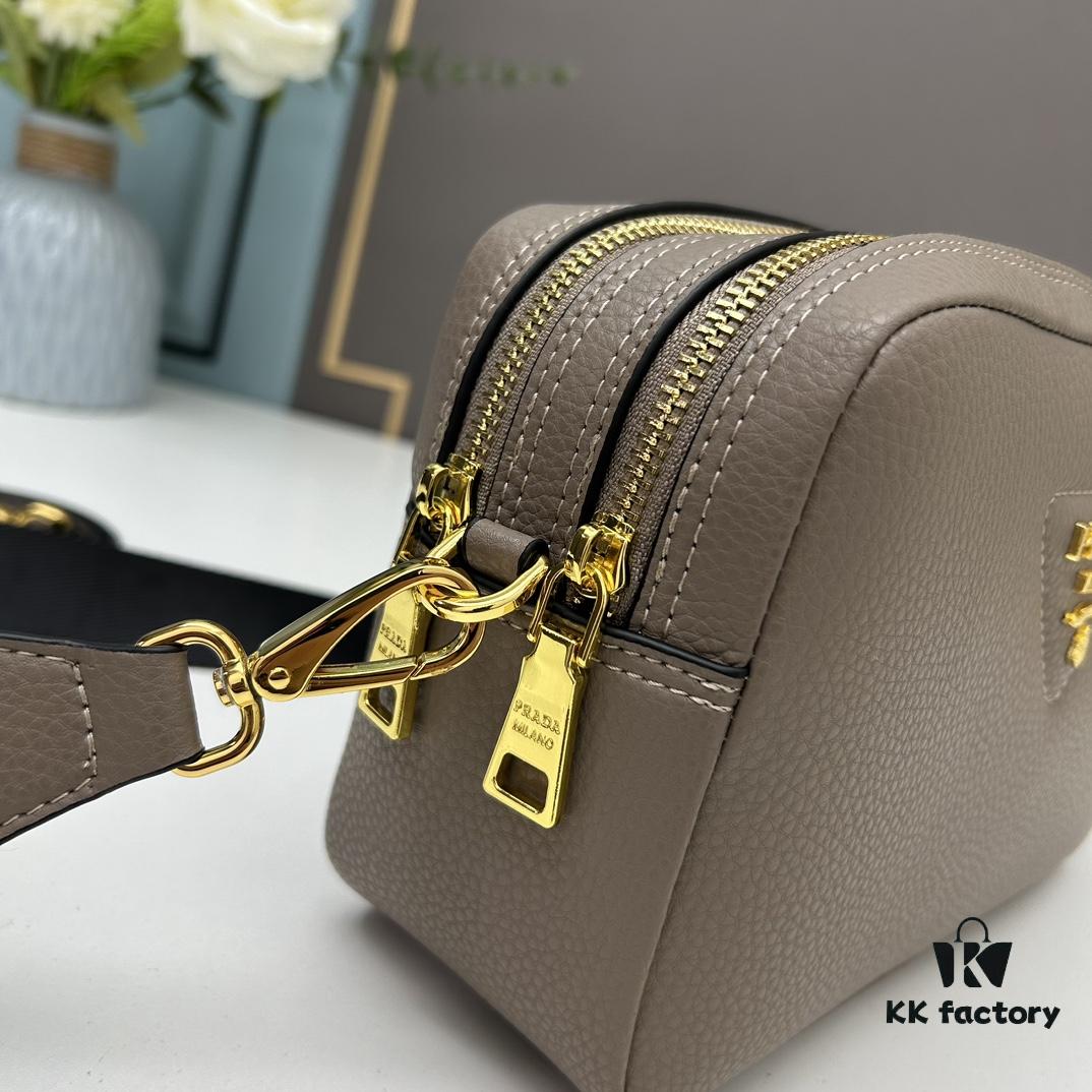 PRADA Double-Strap Camera Bag in Imported Full-Grain Coarse Crocodile Texture Leather