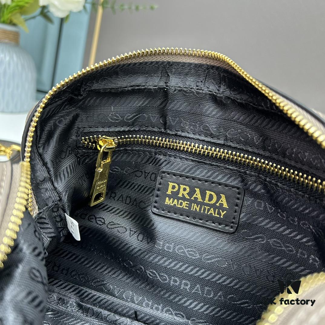 PRADA Double-Strap Camera Bag in Imported Full-Grain Coarse Crocodile Texture Leather
