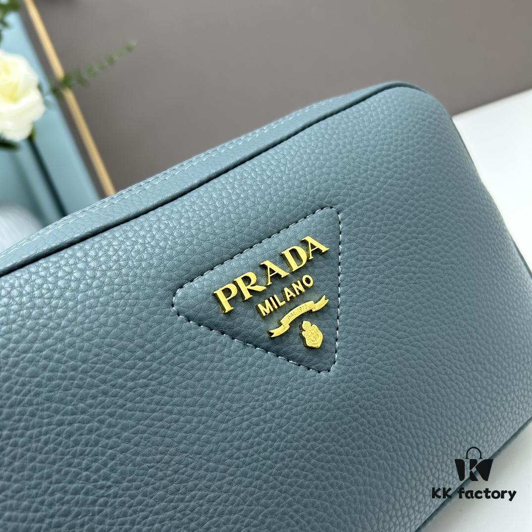 PRADA Dual-Shoulder Camera Bag in Imported Full-Grain Coarse Crispy Calfskin