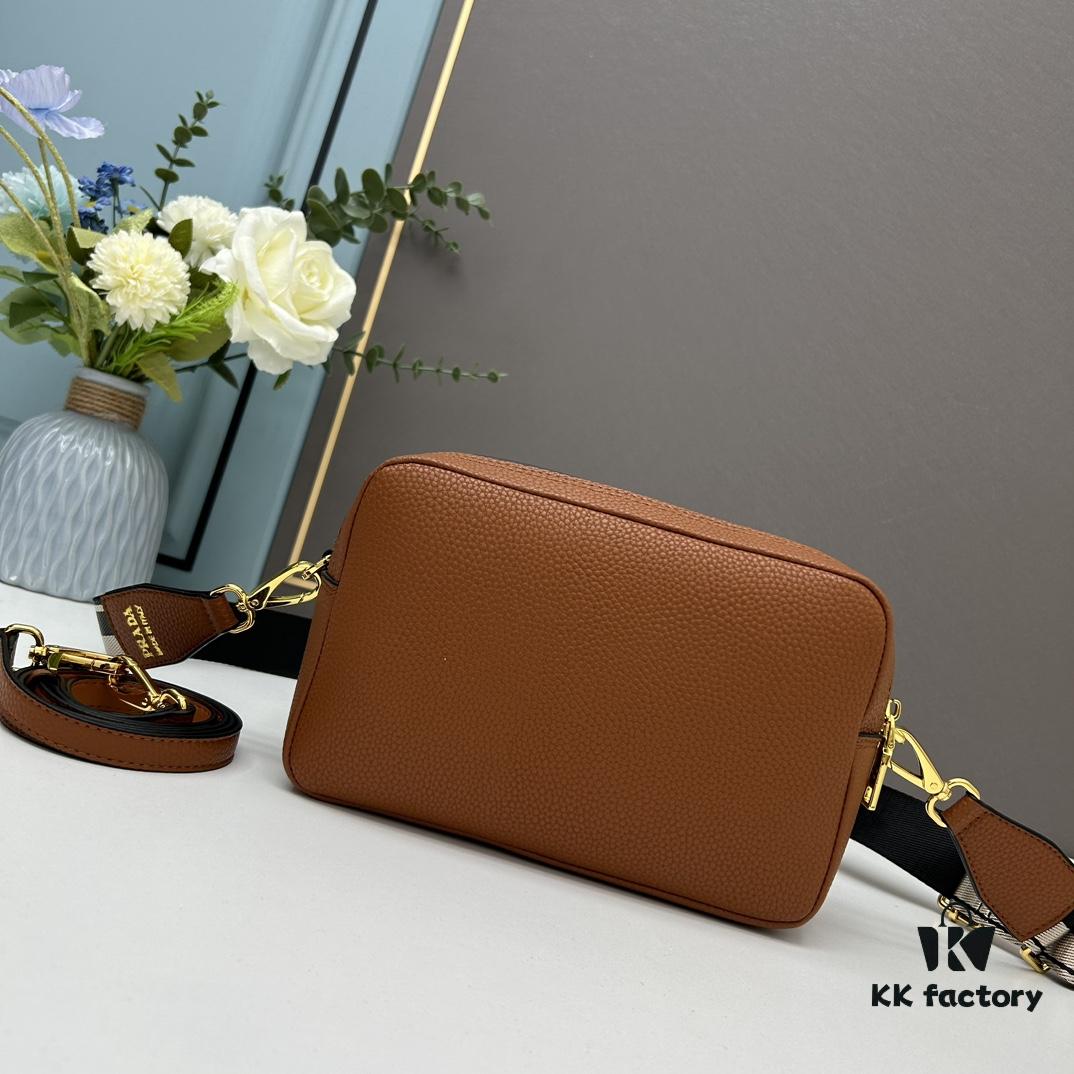 PRADA Double-Strap Camera Bag in Imported Full-Grain Coarse Crispa Calfskin