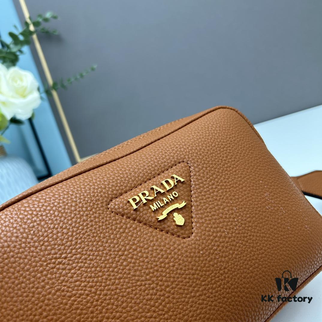 PRADA Double-Strap Camera Bag in Imported Full-Grain Coarse Crispa Calfskin