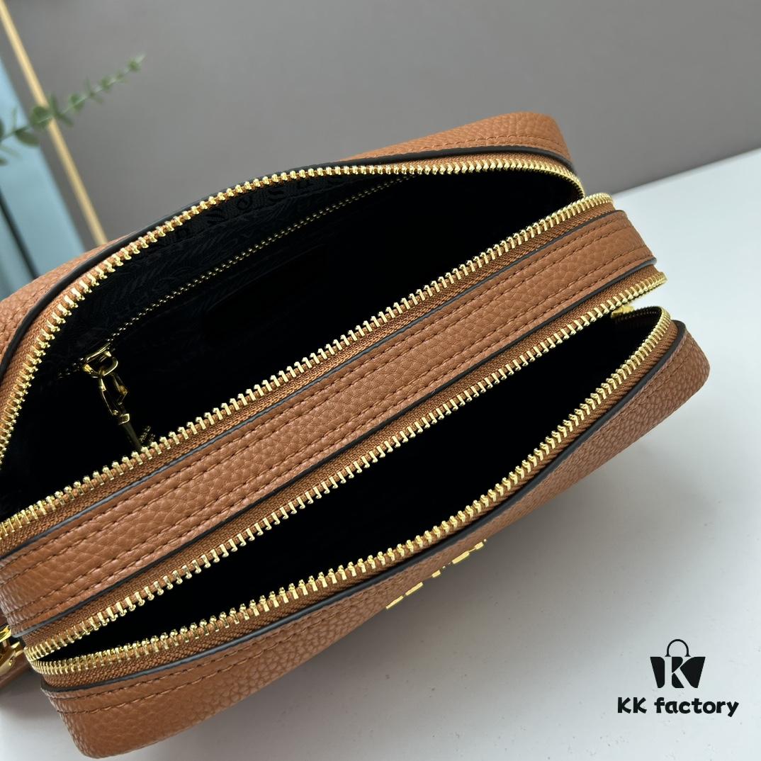 PRADA Double-Strap Camera Bag in Imported Full-Grain Coarse Crispa Calfskin