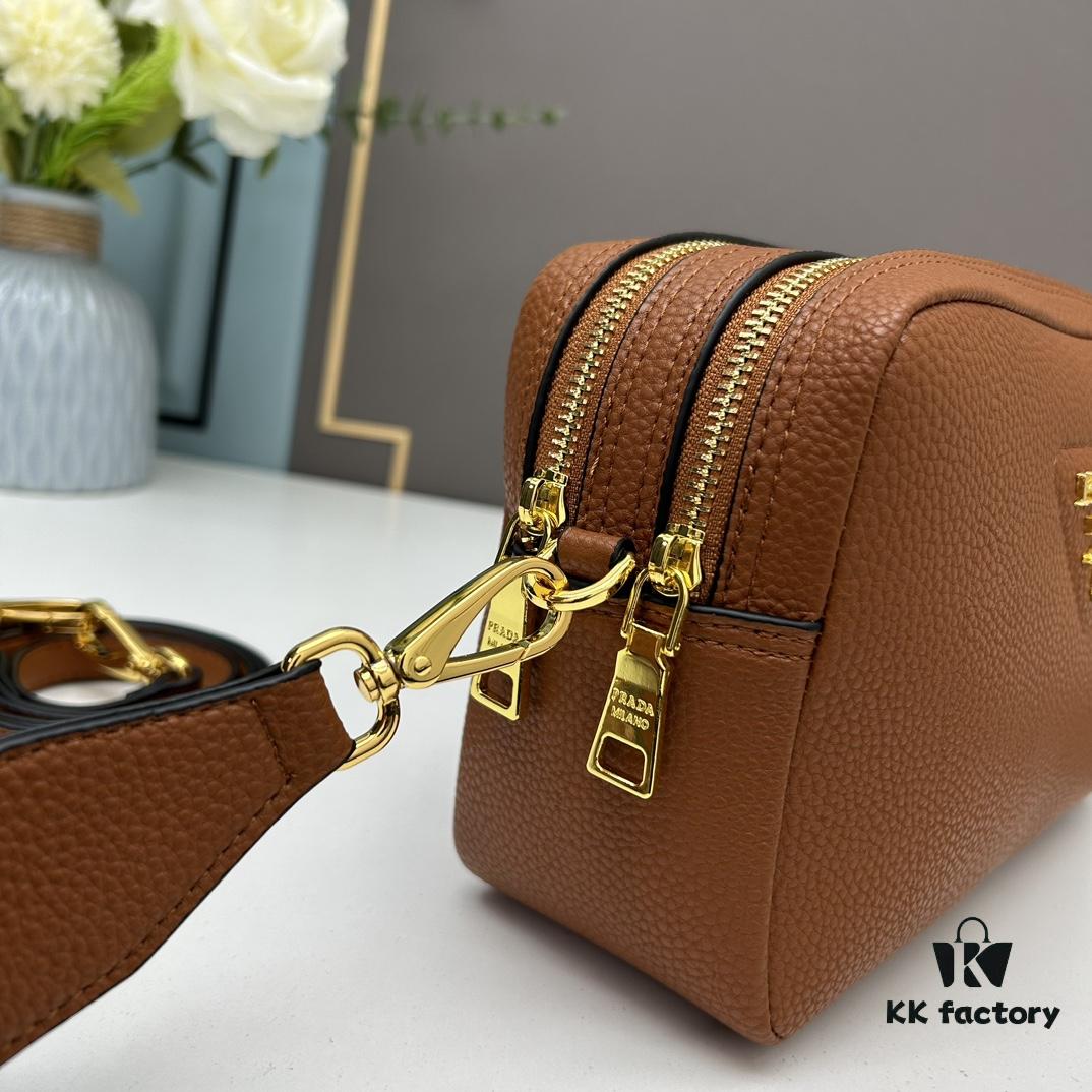 PRADA Double-Strap Camera Bag in Imported Full-Grain Coarse Crispa Calfskin