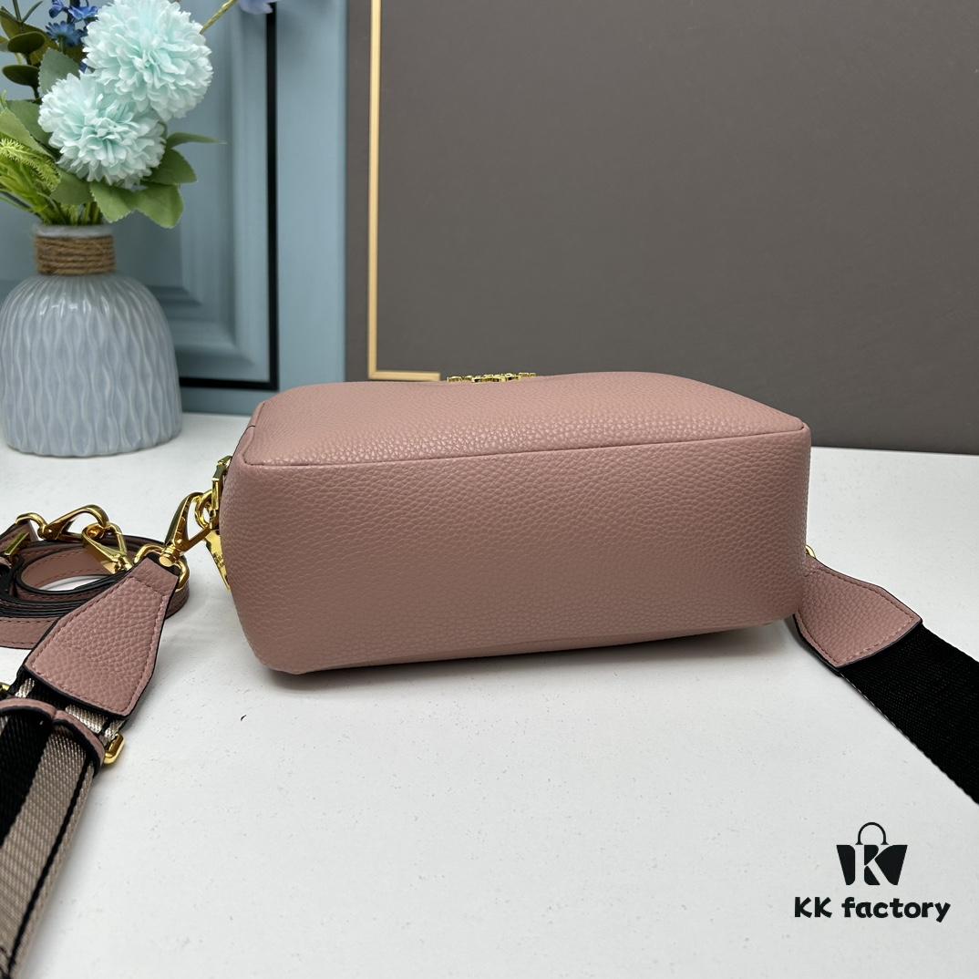 PRADA Double-Strap Camera Bag in Imported Full-Grain Coarse Lychee-Textured Cowhide Leather