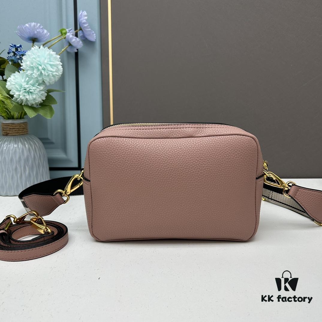 PRADA Double-Strap Camera Bag in Imported Full-Grain Coarse Lychee-Textured Cowhide Leather