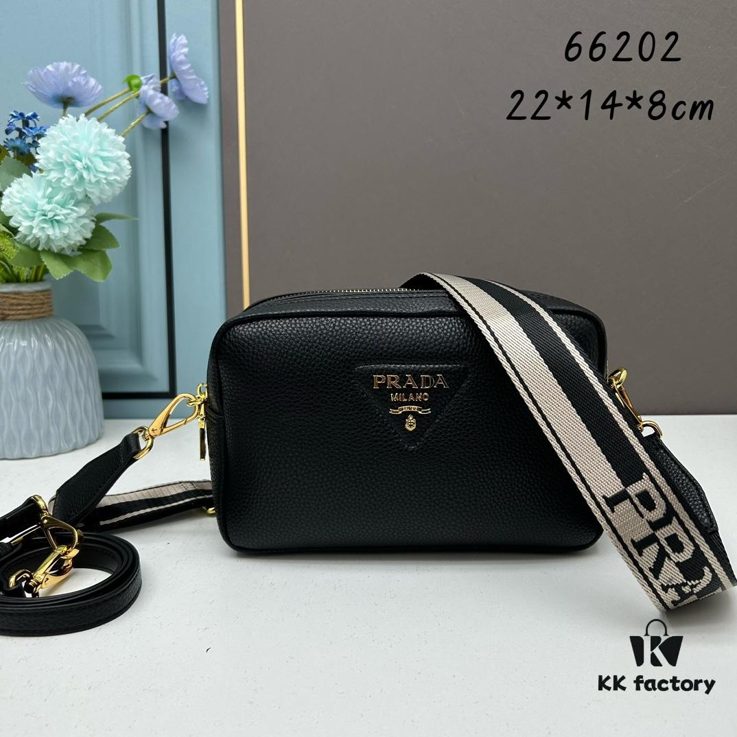 PRADA Double-Strap Camera Bag in Imported Full-Grain Coarse Crispy Calfskin